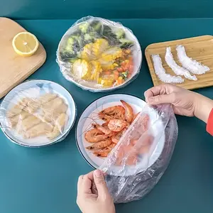 100PCS Food Fresh Keeping Cover Elastic Clear Plastic Wrap Kitchen Storage Accessories Reusable Fresh-keeping Film Bag for Kitchen Gadgets Supplies Containers Utensils