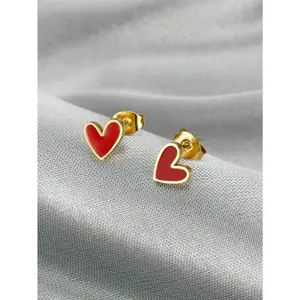 Luxury Red Heart Earrings,Classic Red Heart Hoops,Date Night Essential