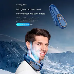 Portable Mini Neck Fan Zl28, Turbine USB Small Electric Fan, Large Wind Force, Digital Display, Perfect for Lazy People