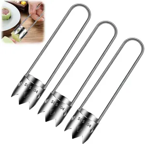 2pcs Multifunctional Fruit and Vegetable Core Remover, Kitchen Small Tool Stainless Steel 304 Fruit core Extractor, Red Bell Pepper and pear core Extractor, Easy to Clean and Rust Resistant