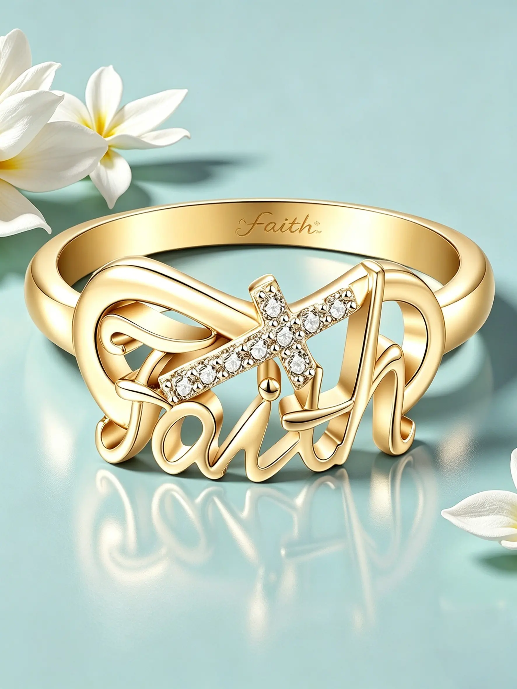 Faith Cross Ring, Boho Style, Hypoallergenic, Non-Tarnish, Diamond Design, Versatile Jewelry, Anniversary Ring, Perfect Gift for Holidays, Cross Promise Rings