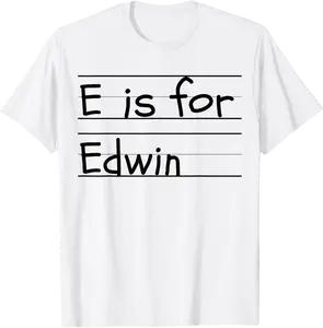 Personalized E is for Edwin Name Student Kindergarten T-Shirt - Brayanner Shop 92B0C652N4G3