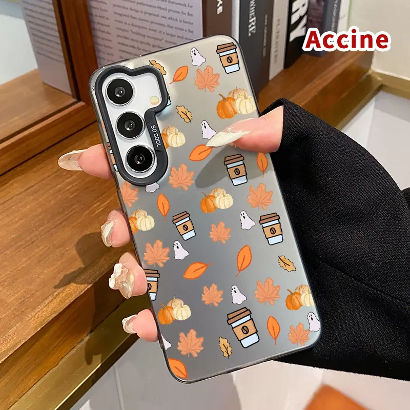 Case Compatible with Galaxy S23 Ultra S24 Plus S25 S22+ Autumn Ghostly BrewPattern Matte Shockproof Anti-Scratch Stylish Smartphone Cover Cellphone Protective