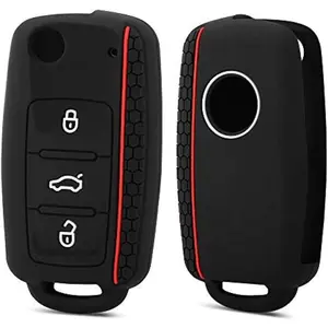 Silicone Protective Key Cover for Volkswagen VW Golf Polo Bora Tiguan Passat Skoda Yeti Superb Rapid Octavia SEAT Leon Ibiza 3 Button (Red)
