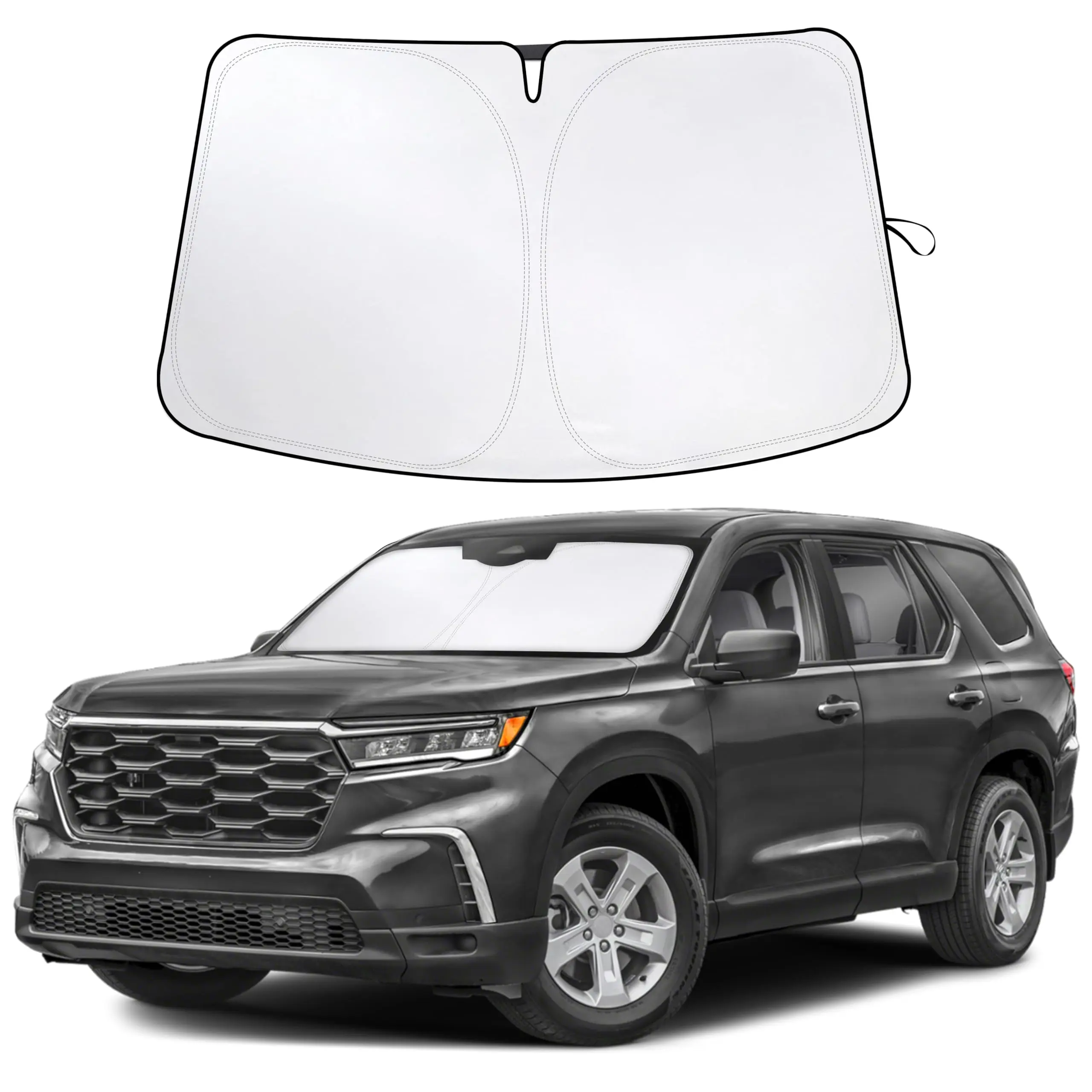 EcoNour UV-Blocking Exterior Car Sunshade - Outside Front Windscreen Cover, Heat Shield with Velcro Strap, Car Exterior Accessory for 2016-2025 Vehicles, Car Sunshade Outside Car