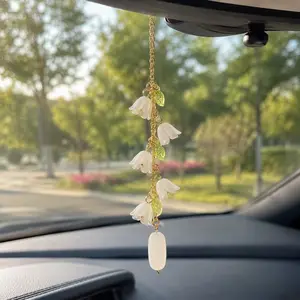 Handmade Bellflower Car Hanging Ornament, Bag Decoration, Rearview Mirror Accessory, Unique Gift Idea, Creative Present