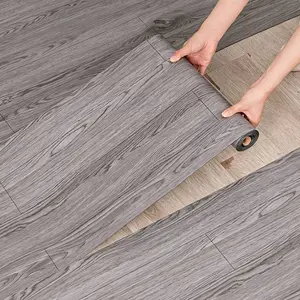 NINETAI 25.8 SqFt Wood Peel and Stick Floor Tiles,2 Rolls Grey Vinyl Flooring,15.7in*118.1in Adhesive Waterproof and Non-Slip Laminate Flooring for Renters Bathroom, Living Room