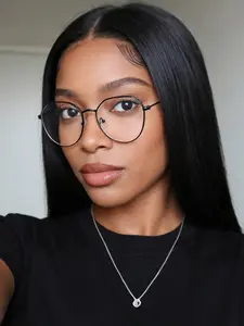 Women's Round Irregular Metal Frame Glasses, Lightweight Durable Copper Frame, Clear Lens, Vintage Casual Style for Daily Office Use