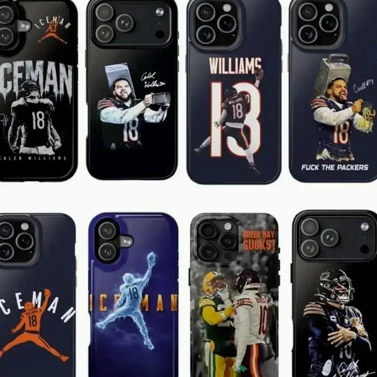Chicago-Football I.c.e.man 18 Caleb Williams Two-In-One Phone Case Durable And Trendy Protection For iPhone17 16, 15, 14, 13, 12 Plus, Pro, Max, and Samsung S26-22 Perfect Birthday Gift for Friends