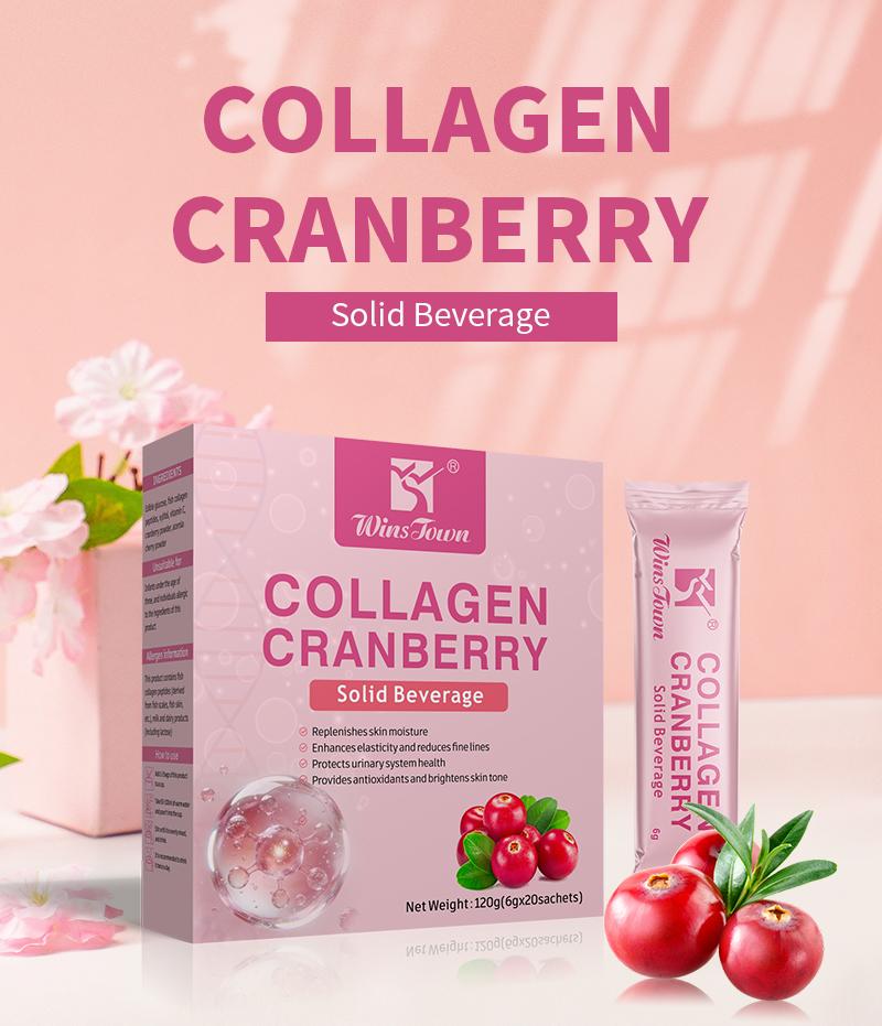 WINS TOWN Collagen Peptides Powder, with Prebiotics & Cranberry Extract -Hydrolyzed Collagen Peptides Support Hair, Skin, Nail, Bone & Digestive Health, Grass Fed, Non-GMO, for Women & Men