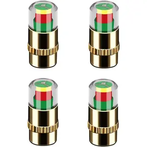 4 PCS Car Auto Tire Pressure Monitor Valve Stem Caps Glow-in-the-Dark Visual Alert – External TPMS Wireless Sensor 3-Color Eye Alert Valve Stem Caps Sensor Indicator for Medium-Sized Small Motorbikes Bicycles Automotive Vehicle Tool