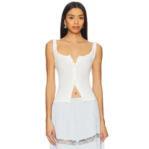 Free People End Game Pointelle Tank in Sugar Swizzle