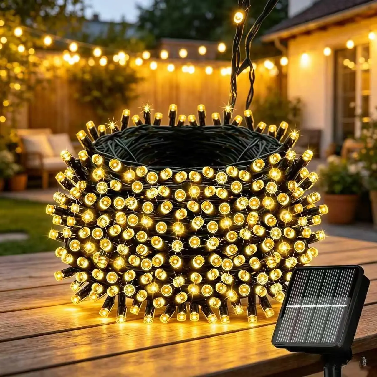 8 Modes Solar Fairy String Lights | 39Ft 100 LED Waterproof Outdoor Lighting for Yard, Fence, Balcony, Wedding Party & Christmas Decor