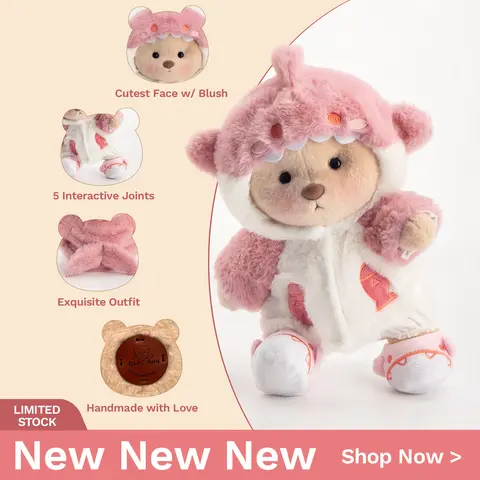 Getahug Soft Huggable Weighted Polyester Stuffed Bear - Manual Jointed Animals and Nature Themed Item, Boxed Collectible Plushies, Cute Gifts for BF, Weighted Stuffed Animal for Kids' Birthday & Anniversary Presents