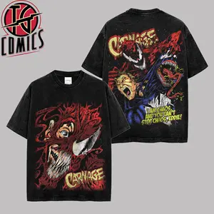 [IG] Carnage 'The Red Symbiote' Comics Graphic Premium Acid Washed Cotton T-Shirt (Made In US), The Red Symbiote MCU Comic Graphic Tee, Anti Hero MCU Universe Comics Book Fans Shirt, Comic Book Outfit, Gift For Hero Fans
