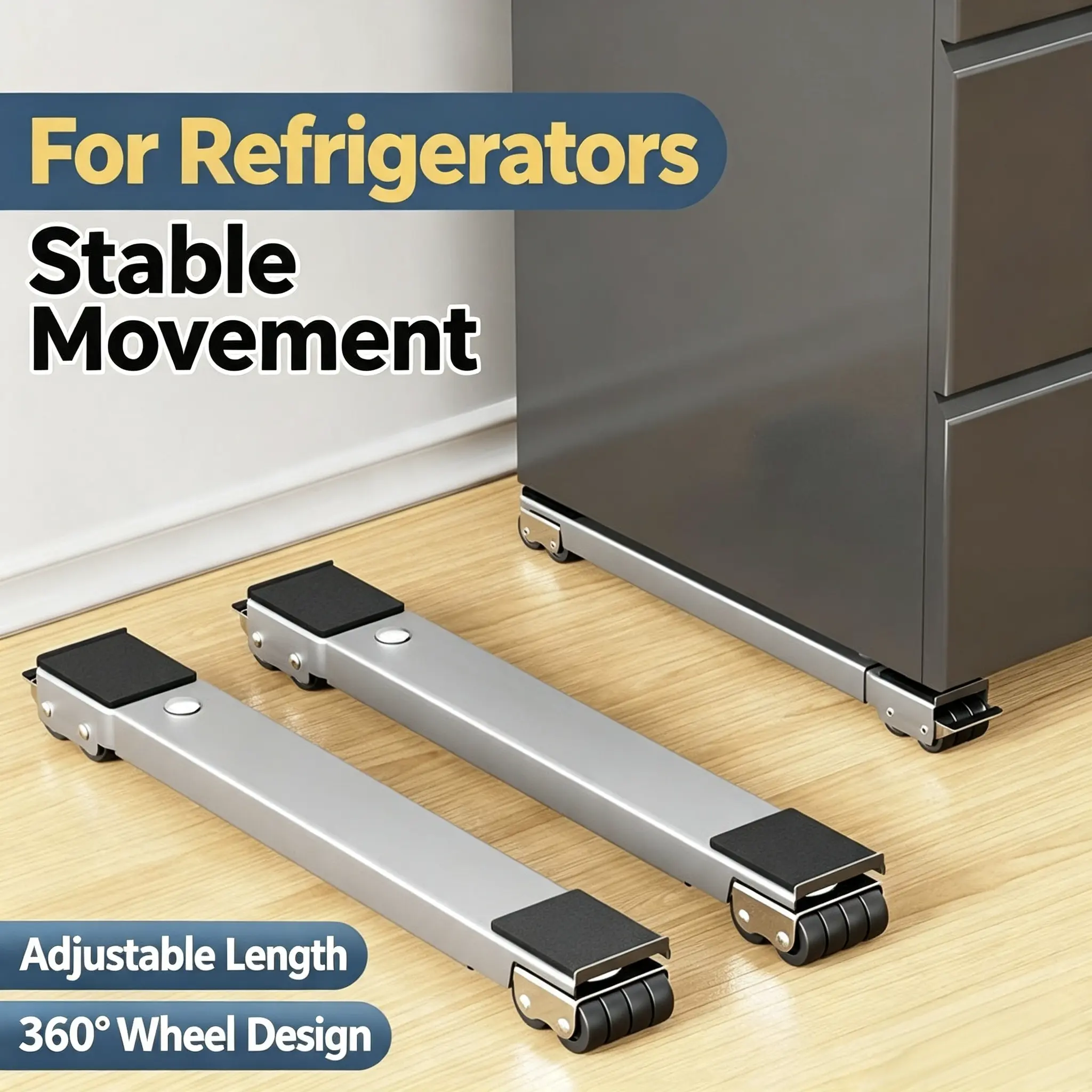 Adjustable Heavy Duty Appliance Roller Sliders with Smooth Rollers, Universal Fit Rolling Wheels Heavy Movers, 360° Rotatable Mobile Support for Refrigerator, Washing Machine, Rolling Wheels Multitools & Accessories, With Wheel Multitools & Accessories