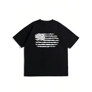 Distressed American Flag Black Oversized T-Shirt - Patriotic Streetwear Tee Vintage Black "Distressed US Flag" Graphic Tee - Patriotic Casual Top