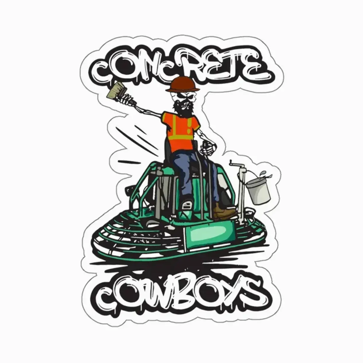 Concrete Cowboys Vinyl Sticker - Construction-Themed Multi-Size Office Label with Bold Graphics, Outdoor Waterproof, Easy Peel-Off, Hard Hat Decal for Concrete Finishers, Phone & Vehicle Bumper Van Accessory