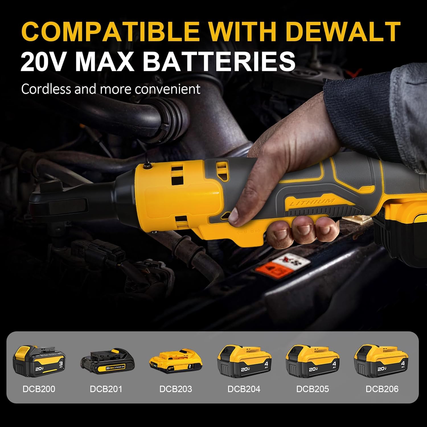 Cordless Ratchet Wrench for Dewalt 20V Battery with gloves 3/8" Electric Ratchet Set No Battery