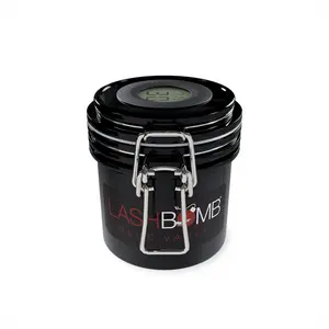 LASHBOMB Temperature-Gauging Glue Vault - Locking Black Jar with Silver Metal Clasp & Digital Display, Climate-Controlled & Humidity-Blocking Lash Adhesive Storage, Real-Time Climate & Humidity Tracking