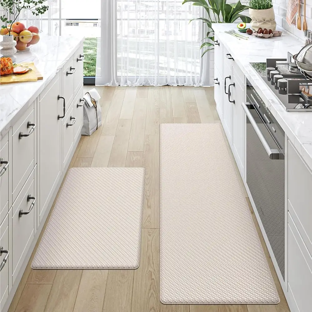 LUMI Kitchen Mats for Floor 2PCS, Washable AntiFatigue Mat for Cushioned, Waterproof Kitchen Rug , Non Slip ErgonomicComfort Standing Mat for Home, Ru