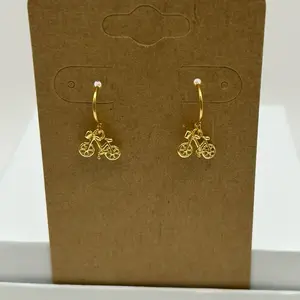 Tiny Bicycle Earrings, Gold-Tone with Hypoallergenic Ear Wires