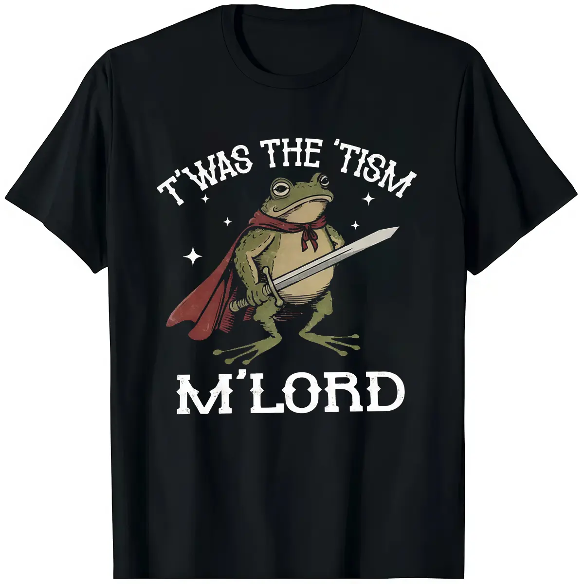 Men's Cotton Menswear Tee - Funny "T'was The 'Tism M'Lord" Frog Graphic, Unisex Round Neck Short Sleeves Relaxed Fit Casual Streetwear Top, Lightweight Breathable Everyday Fashion