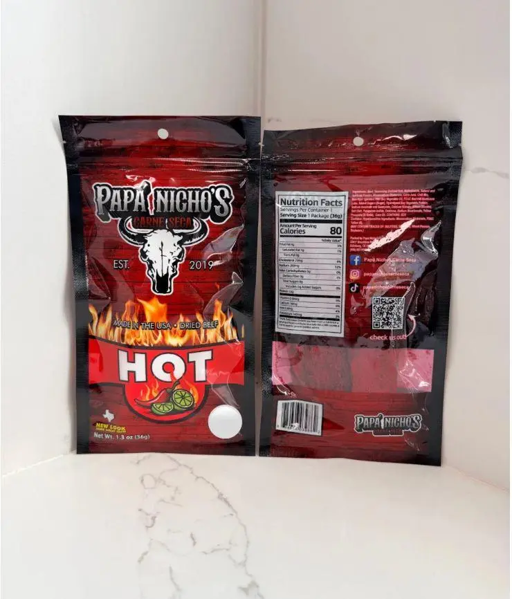 Papa Nicho's Carne Seca Fuego HOT Chips Gourmet Spicy Beef Jerky with Fiery Crunch Savory Snack Made in USA