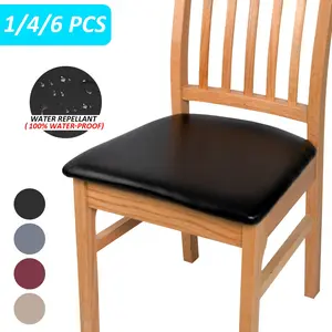 1/4/6 Piece Faux Leather Chair Seat Covers, Home or Hotel Dining Chair Use, Multiple Colors Available, Water Repellant, Durable Material and Stylish Furniture Protection
