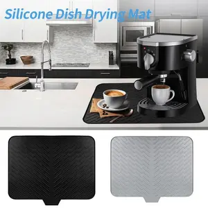 Extra Large Silicone Dish Rack Mat Built in Drain Spout Fast Drying and Scratch Proof Heat Resistant Safe Easy Care Kitchen Essentials