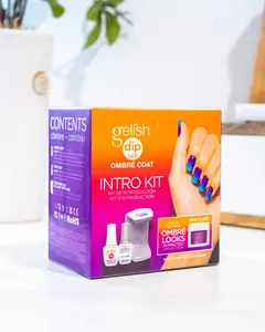 Gelish Ombre Coat Intro Kit – Light Activated Gel for Ombré Nail Art, Included MINI Touch LED Light, Compatible with Xpress Dip Powders, Gradient Fade, Quick & Easy Application, LED Cured Blended Look, Cruelty-Free, 15mL.