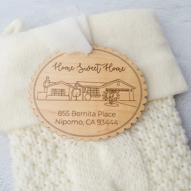 Custom House Portrait Ornament, Illustrated & Laser Engraved Keepsake, Realtor Closing Gift, New Home Gift, Personalized Ornament, Unique