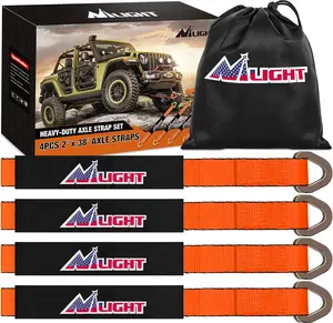 Nilight 4PCS 2"x 38" Axle Tie Down Straps with Protective Sleeve D-Ring for Securing Car Transport Lab Tested 11,127lbs Break Strength Used for Car Engine Hoist, Truck, Trailer, UTV Tension Rope Suspension Rope