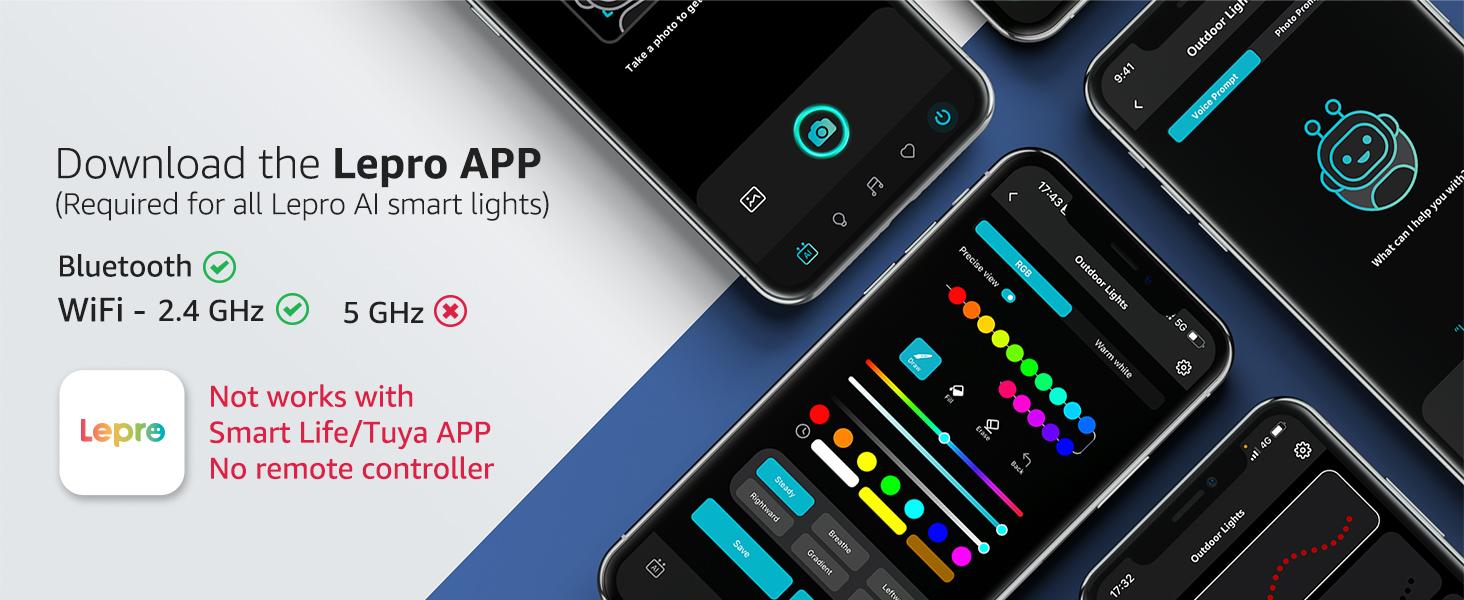 Lepro ZB1 AI Smart Outdoor String Lights APP Control, 54(42+12) ft RGB + IC +Warm White Waterproof Connectable Outdoor Strip Lights 15 LED Bulbs, Alexa Google Enabled, AI Generated Lighting LLM, NO Remote, 2.4 GHz WiFi+ Bluetooth