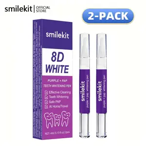 2-Pack 8D Pap Whitening Pen, Deep Cleaning Teeth Whitening Gel, Travel-Friendly, Non-Toxic, 2MLPURPLE White Pen