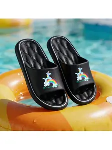 1 PAIRRainbow Unicorn Simple Floral Pattern Unisex Casual EVA Slippers, Comfortable to Wear, Suitable for Outdoor, Men's Indoor and Bathroom Use; Women's Slippers Are Lightweight, Comfortable and Casual in Style.