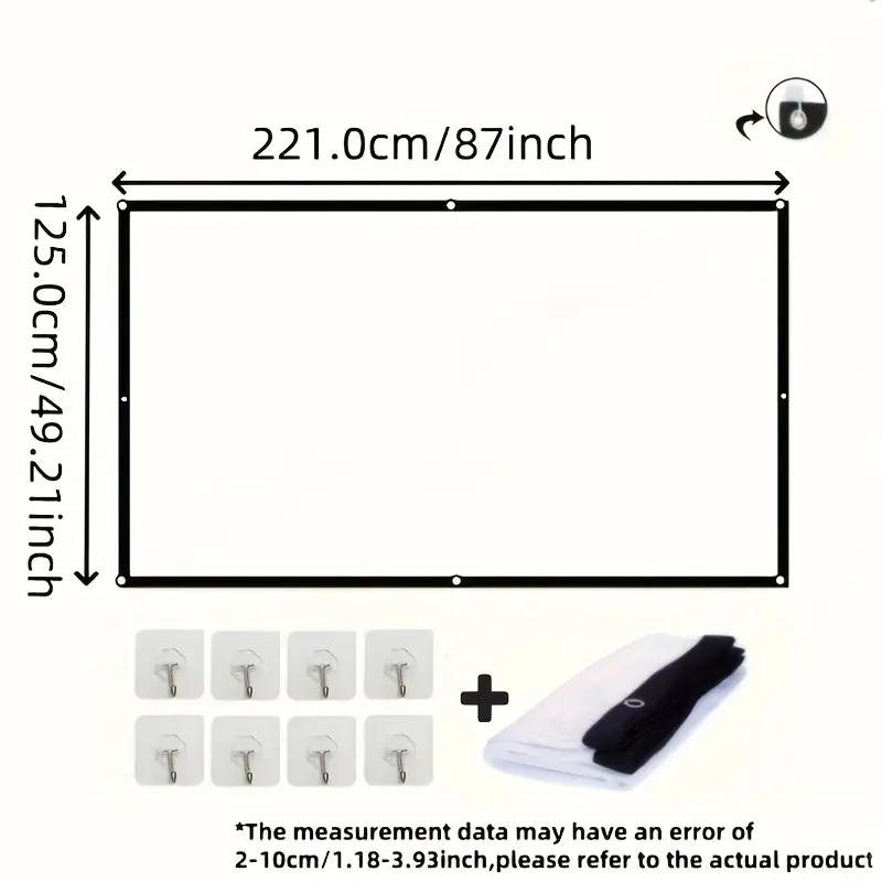 100inch Extra Large Portable Projector Screen - Full HD Clarity, Thick, Foldable, Washable, Lightweight for Versatility, Home Use (Electronics Audio-Video Projection Accessory)
