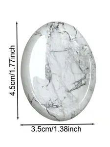 1pcs Howlite Calming Stone 45mm Natural Healing Crystal (White Pocket Worry Crystal, Crown Chakra, Connection)