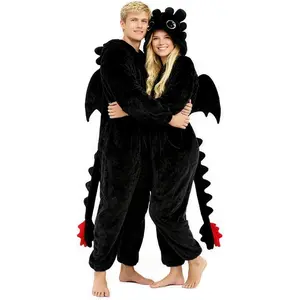 Couple Dragon Onesie Pajamas – Cozy Plush Matching Costume Couple Dragon Onesie Pajamas – Cozy Plush Matching Costume