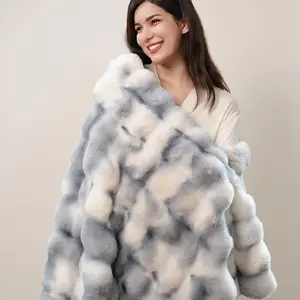 Super Comfort Oversized Warm Thick 1000GSM Luxury Plush Rabbit Faux Fur Throw Blanket, Fluffy Blanket,Soft Cozy Bubble Blanket for Couch Chair Bed Sofa Living Room