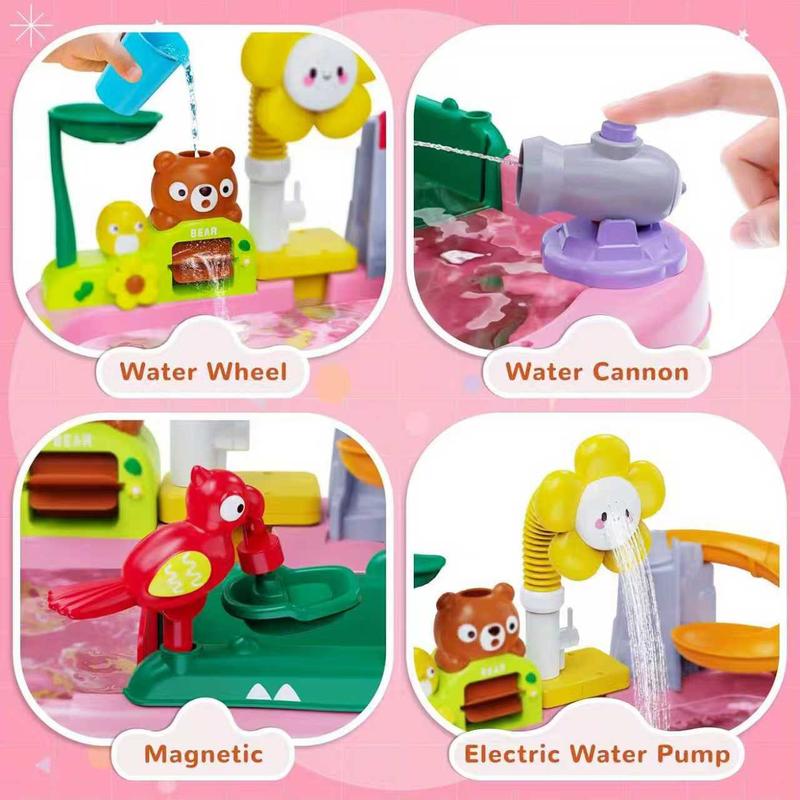 Sunflower Toddler for Kids, Fishing, Spray Gun, Slide Track, Outdoor Sensory Table, Water Play Table, Summer Beach Toy, Best Gift for Boys & Girls