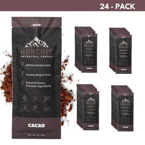 Hunghee Energy Cacao 24-Pack - Organic Grass-Fed Ghee Packets Raw Honey Cacao Powder & Ancient Sea Salt Healthy Snack