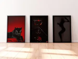 Femme Fatale Poster Set - Wall Art, Luxury Brand, Figure, Cocktail, Dark, Panther