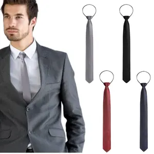 4Pcs Zipper Ties for Men Adjustable Men's Neckties Zip on Tie for Zipper Skinny Necktie Clip on Slim Tie (Black, Navy, Grey, Dark Red) - Home Improvement.