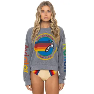 AVIATOR NATION RELAXED CREW SWEATSHIRT - HEATHER GREY