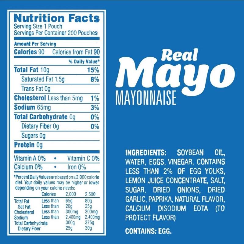 Kraft Real Mayo Mayonnaise Single Serve Pouches, 200 Count - Convenient & Fresh!