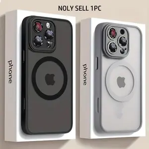 Luxury matte magnetic wireless charging phone case suitable for Apple/iPhone 11 12 13 14 15 16 17 Pro Max Plus shock-absorbing lens protection