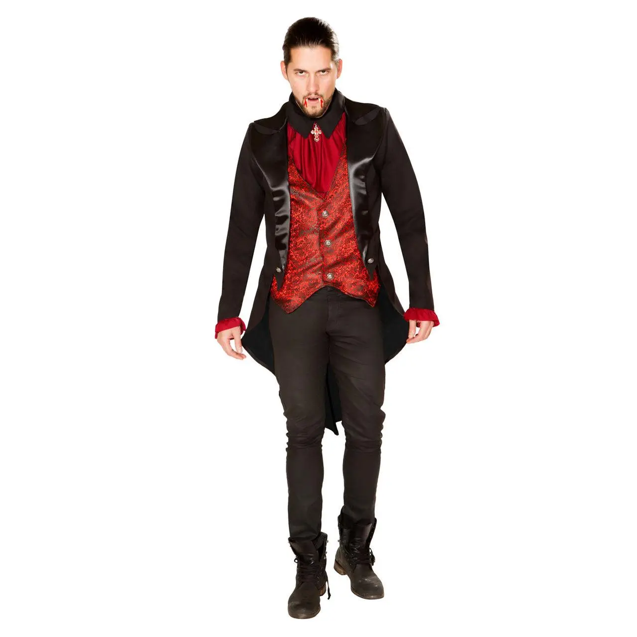 Men's Terror of the Night Vampire Costume - Menswear Button-Front Collared Jacket for Special Occasion Events