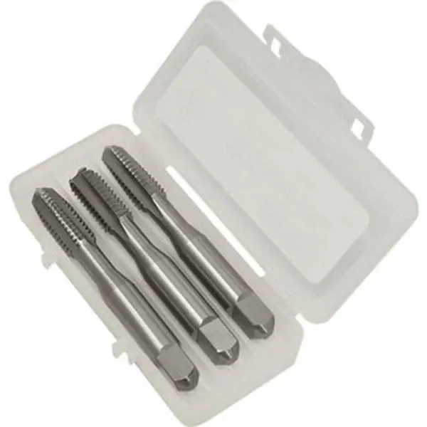 Cleveland 3-Piece (3 Pc) Right-Hand High-Speed Steel Thread-Cutting Twist Drill Tap Set, 9/16-18 UNF, 4 Flute, Bottoming Plug & Taper, Bright Finish, 3.594" OAL, Manufacturer Part# C54768
