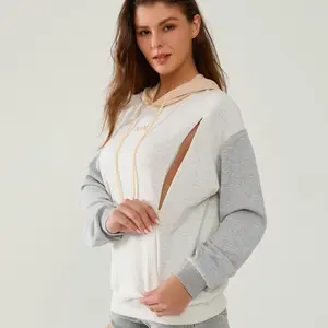 Giftifymama Women's Colorblock Nursing Hoodie with Pocket & Zipper - Maternity Clothing, Postpartum Outfits for Breastfeeding - Mother’s Day Gift